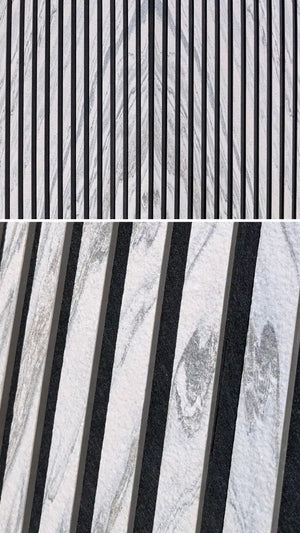 Set Bookmatching de 6 paneles acústicos Slate-Lite ARCTIC WHITE, 240 × 60 cm