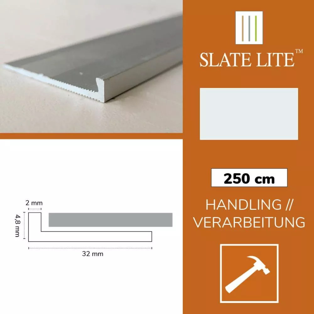 Perfil de borde plata F-Line 250cm